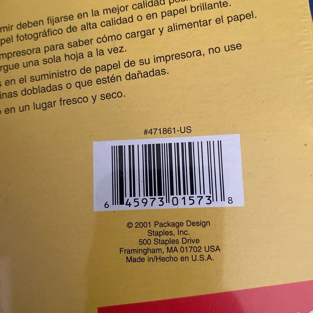 Staples Premium Glossy Photo Paper For Inkjet Printers 8.5x11” 30 sheets NOS